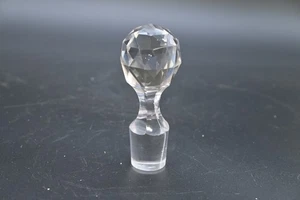 Vintage Faceted Prism Clear Cut Glass Decanter, Bottle Stopper Round Stopper - Picture 1 of 10