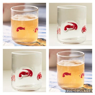 JUEGO 4 NUEVO Anthropologie ROJO CAMARÓN ICONO NÁUTICO Lola Jovie CLARO Vaso de Jugo Foto 1 de 4
