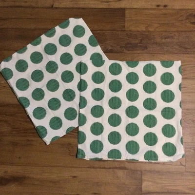 Lot 2 IKEA ASATILDA Pillow Cushion Cover White With Green Dots 20" x 20" - Image 1 of 4