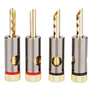 Dynavox Juego de 4 enchufes de plátano hueco aluminio dorado hasta 6 mm² - Imagen 1 de 4