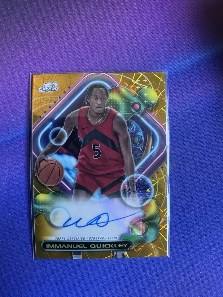 2024 Topps Chrome Cosmic Basketball #CCAV-10 Immanuel Quickley Gold Auto /50 - Image 1 of 3