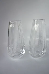 VINTAGE TROPFENFÖRMIGE GLASVASEN: 2ER SET -- VERMUTLICH ORREFORS - Bild 1 von 3