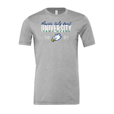 FGCU Eagles Dist Block Script Logo T-Shirt - Athletic Heather Cover