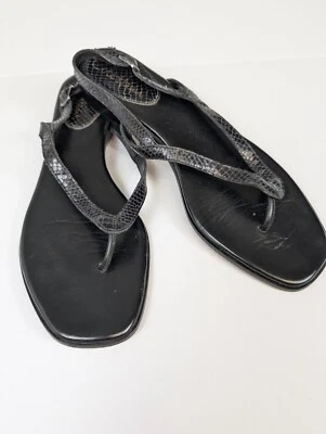 Sandalias Cole Haan Negras Cordones Estampado Serpiente Cuero Talla 8.5 B Correa Ajustable Foto 1 de 4