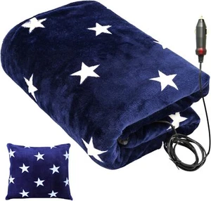 12V Travel Heated Car Blanket - Flannel & Sherpa - 59"x43" Portable Use - Picture 1 of 7