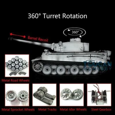 Henglong 7.0 1/16 Snow Tiger I RTR RC Tank 3818 360 Metal Track Wheel Recoil IR - Image 1 of 4