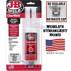 JB Weld Clear Weld schnell abbindend Kunststoff Keramik Glas Epoxid Klebe Spritze - Bild 1 von 2