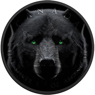 Black Bear 2024 1 oz Silver Maple Leaf Black Platinum Coin - Bild 1 von 4