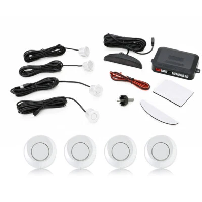Parking 4 Sensors Car Reverse Backup Rear Buzzer Radar System Sound Alarm White - Image 1 of 4