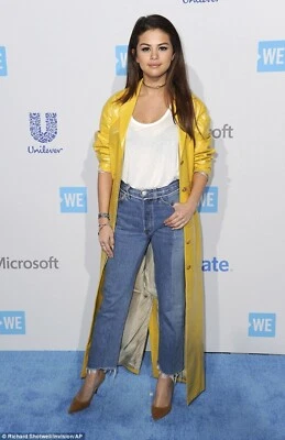 Women's Yellow Leather Trench Long Coat Genuine Lambskin Stylish Over Coat - Image 1 of 4