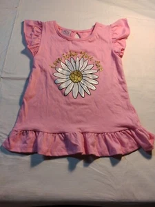 REAL LOVE GIRLS RUFFLED SLEEVE PRINTED SHORT SLEEVE TSHIRT PINK SIZE 6X - Picture 1 of 2