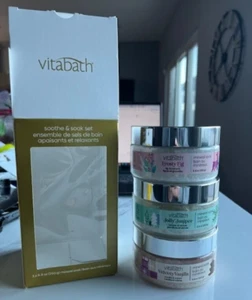 Vitabath Soothe & Soak Mineral Bath Soak Set 3pc Dry Skin, Relax 26.4 oz Sealed - Picture 1 of 11
