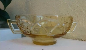 Federal Glass Rosemary Dutch Rose Amber Cream Soup Handled Bowl - Picture 1 of 5