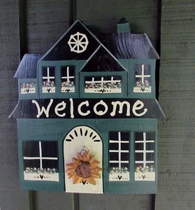 Primitive Rustic Wooden Country Home "Welcome" Sign - Picture 1 of 10