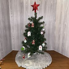 Miniature 24” Christmas Tree Incl. 14 Ornaments Skirt And Red Star Topper