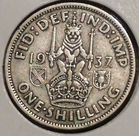 British Silver Shilling - 1937-S - King George VI Cover