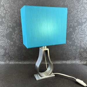 IKEA Klabb Table Silver Lamp Aqua Blue Shade Modern Aluminum 17” Light 617 - Picture 1 of 21