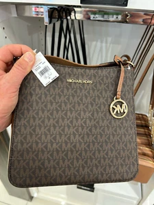 Michael KoLadyrs Small Brown Crossbody Messenger Bag Handbag MK Signature Purse - Picture 1 of 6