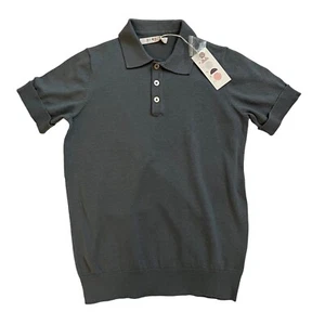 $74 NWT Coco Blanc 8 10 Polo Sweater Slate Blue Knit Cotton Silk Shirt Top Boy - Picture 1 of 3