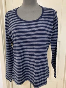 ICEBREAKER Women’s New Zealand Merino Bodyfit 200 Long Sleeve Stripped Top Sz XL - Picture 1 of 6