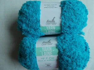 Needle Crafters Soft & Fluffy plush yarn, Aqua Blue, lot of 2 (40 yds ea) - Picture 1 of 2