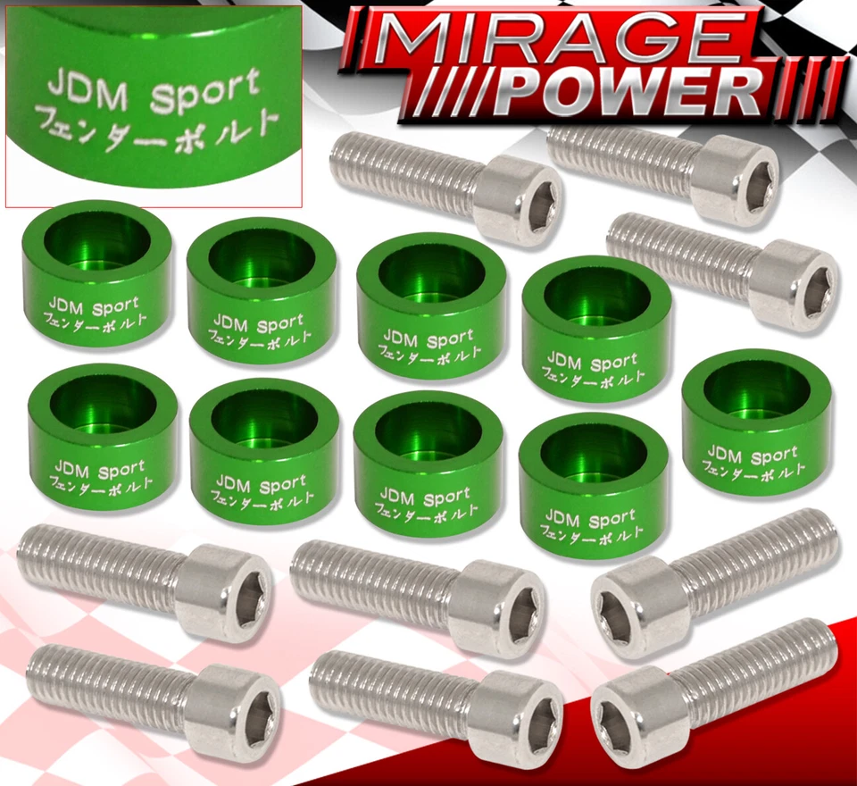 M8 JDM Engine Header Washer Hex Bolt Kit 9PC Green For Honda Acura 4 CYL - Изображение 1 из 4
