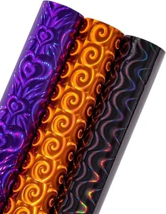 Holographic Wrapping Paper Roll - Mini Roll - Purple Black, Orange, Purple - Picture 1 of 7