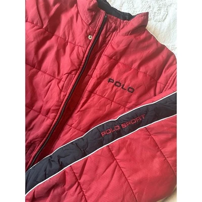 Chaqueta Ralph Lauren De Colección Roja Negra Puffer Cremallera Con Capucha Guardable Talla L Foto 1 de 4
