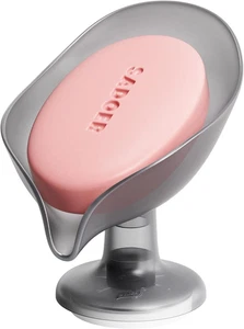 Porta jabon drenante forma hoja con succion bano cocina abnehmbar seco uso gris - Bild 1 von 12