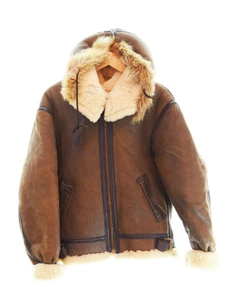 Avirex 90s B-3 Shearling Jacket Hood Brown Men’s Size 36 Used - Picture 1 of 6