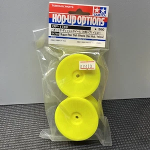 Tamiya 54749 RC Buggy Rear Hex Hubs Dish Wheels Yellow Set DB01/TRF503/TRF201 - Picture 1 of 3