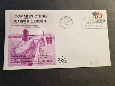 Submarine USS GEORGE C. BANCROFT Naval Cover 1966 FDC Cachet COMMISSIONED - Image 1 of 2
