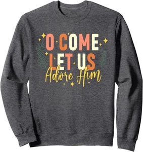 LUKYCILD Damen Unisex Christliches Thema O Komm lass uns ihn anbeten Sweatshirt - Bild 1 von 2