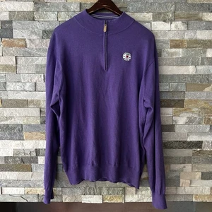 Peter Millar Cherry Hill Cotton Cashmere Quarter Zip Sweater Purple Large Men’s - Picture 1 of 6