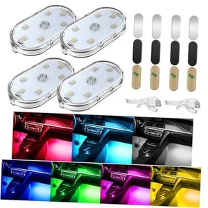 Car LED Lights for Car Interior, 7 Colors Magnetic USB Wireless LED 4 PCS - Picture 1 of 8