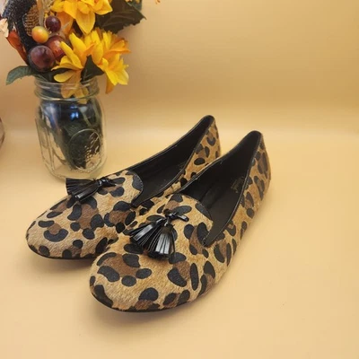 QUERIDO keira animal print borla sin cordones mocasines zapatos planos mujer talla 10 Y2K Foto 1 de 4