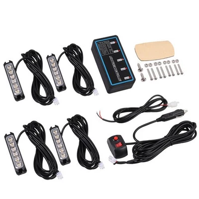 4x Auto Frontblitzer 6LED Blitzlicht Warnleuchte PKW LKW Strobe Licht 12/24V - Bild 1 von 4