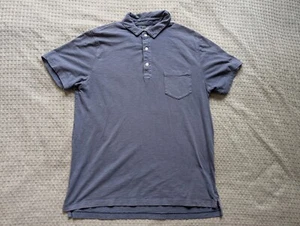 J Crew Polo Shirt Men Large Blue Knit Goods Pocket Garment Dyed Slub Cotton - Picture 1 of 9