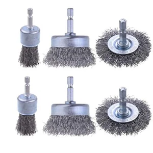 Rocaris Paquete de 6 Cepillos de Rueda y Pluma de Alambre de Acero al Carbono con 1/4 de Pulgada Gris - Imagen 1 de 2
