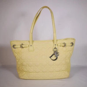 Christian Dior Panarea Cannage Tote Bag Borsa a mano Giallo Pastello dal Giappone - Foto 1 di 19