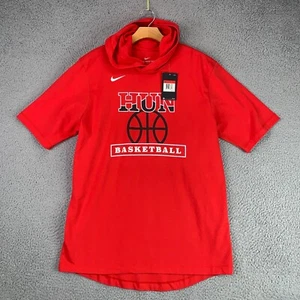 Nike Hoodie Mens Large Red HUN Princeton NJ Basketball Sweatshirt Warmup Shirt - Picture 1 of 15