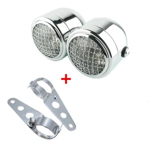 Motocross Grill twin Headlight Double Dual head Lamp W/ Bracket Kit Cruiser Atv - Picture 1 of 7