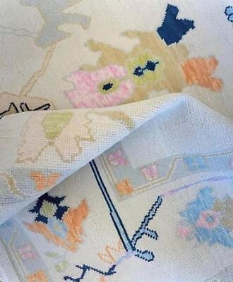 Muted Oushak  Hand Knotted Rug Ivory Wool 6x9 8x10 9x12 10x14 Handmade Area Rugs - Image 1 of 4