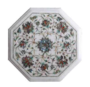 12" Marble Side Coffee Table Top Inlay Handmade Work Home Decor - Picture 1 of 8