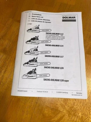 Dolmar 112 114 117 120 120S Chainsaw Illustrated Diagram Parts List Manual - Image 1 of 2