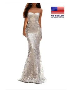 High-quality Luxury Elegant Silver Sequin Ball Party Wedding Prom Girl Dress - Picture 1 of 6