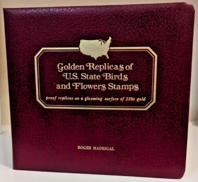 US State Birds & Flowers 1982 Stamp Album 1st Day Covers w 22kt Gold Replicas DC - Image 1 of 4