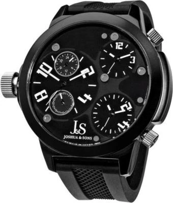 Joshua & Sons JS-40-WT Reloj Hombre Cuarzo Suizo Triple Zona Horaria Correa Silicona Foto 1 de 4