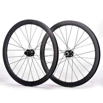 700C Carbon Fiber Road Wheelset Deep 38/46/50/60mm Disc Brake Clincher/Tubeless - Image 1 of 4
