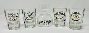 LOT OF 5 JACK DANIELS HEAVY SHOT GLASSES + DOUBLE BUBBLE VINTAGE 80'S GOLD&BLACK - Picture 1 of 22
